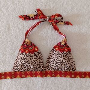 Venus Jungle Leopard Mosaic Bikini Top, Size A